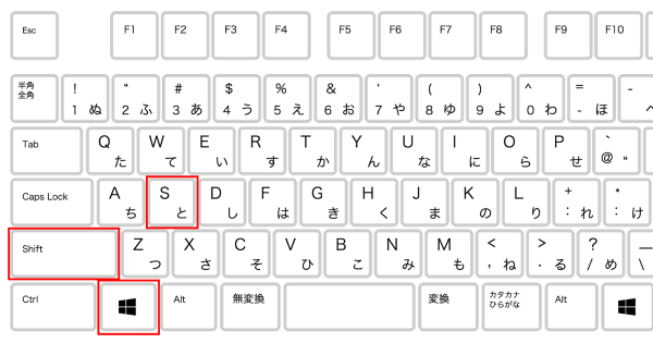 ショートカットキー、windows+shift+s