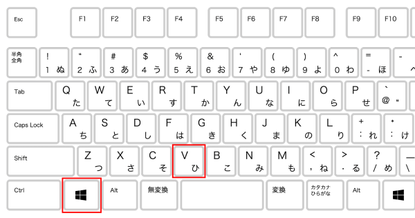 ショートカットキー、windows+v