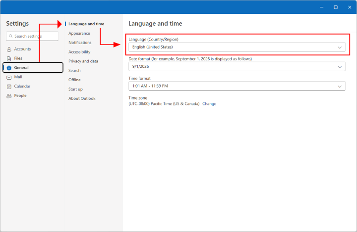 言語設定の変更